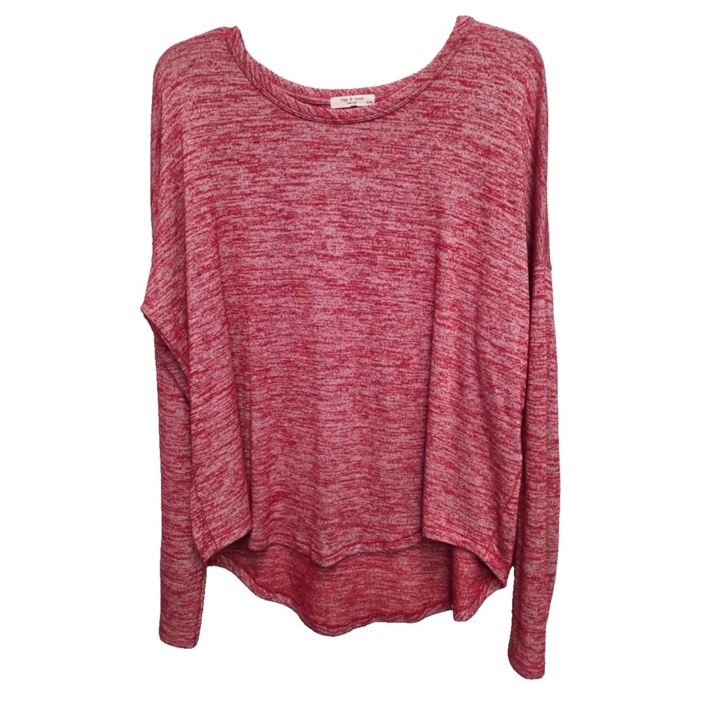 Rag & Bone Dropped Shoulder Long Sleeve Top T-Shirt Size XL Space Dyed Red